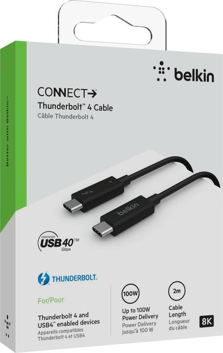 Image du produit Belkin USB C (Thunderbolt 4) - USB-C (Thunderbolt 4) (2 m, USB 4.0)