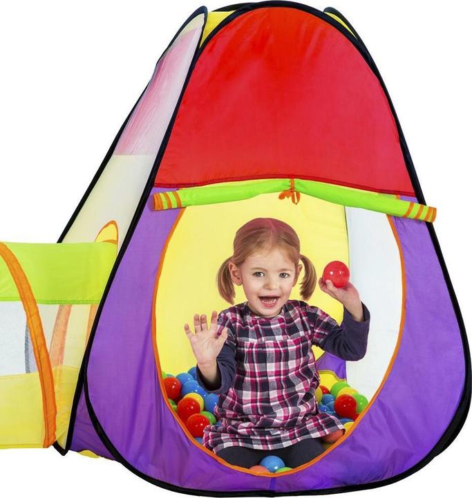 Image du produit tectake Tente de jeu pyramidale avec tunnel, 200 balles et sac.