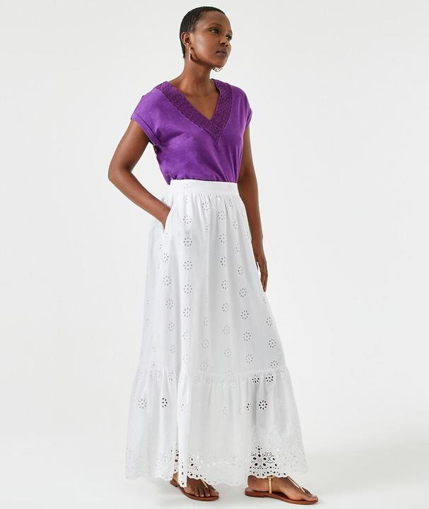 Actual product image Anne Weyburn Flared maxi skirt with eyelet embroidery (38)
