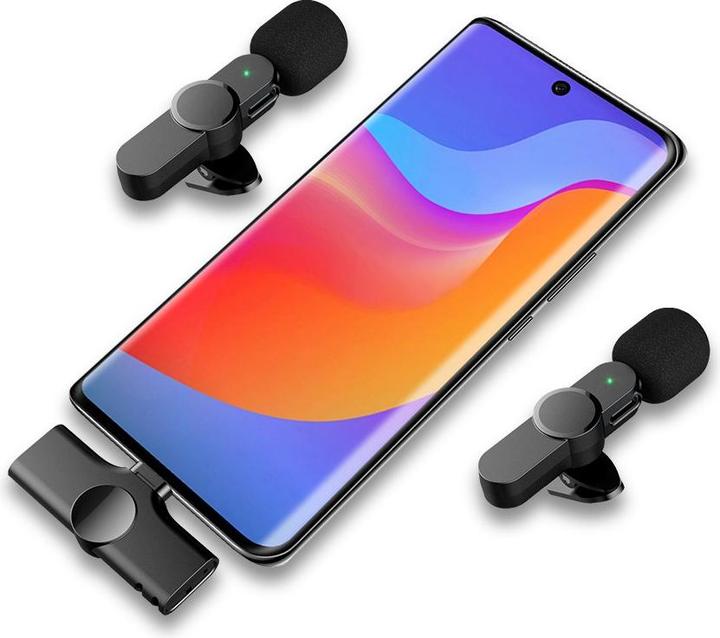 Immagine prodotto Apfelkiste Microfono lavalier a 360° con USB C - Set wireless per smartphone (3 pezzi)