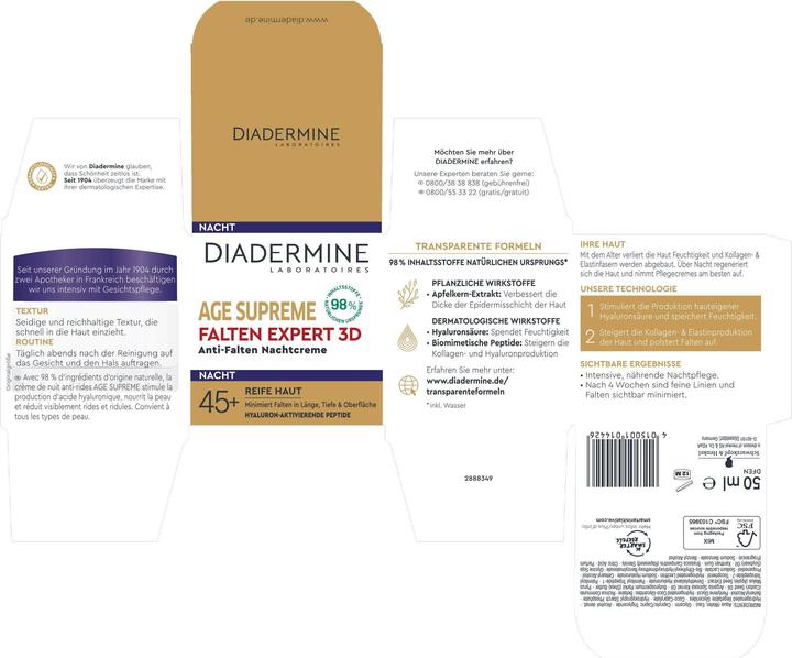 Actual product image Diadermine Age Supreme Wrinkle Expert 3D Anti-Wrinkle Night Cream (50 ml, Night cream)