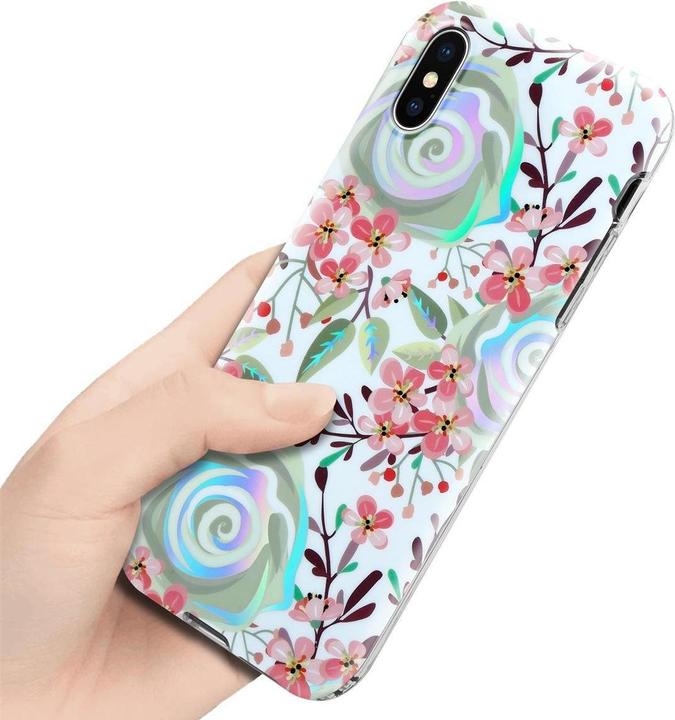 Actual product image Cadorabo IMD TPU Colorful Flowers & Leaves Cover (Apple iPhone X)