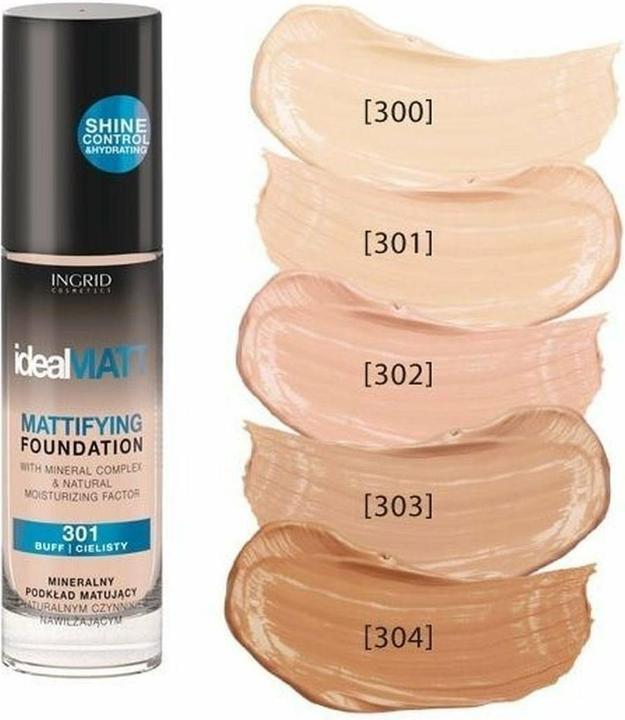Image du produit Ingrid Cosmetics Fond de teint matifiant INGRID Ideal mineralny podkład matujący 301 Buff 30ml (301)
