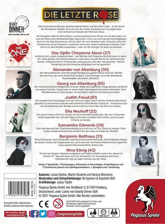 Productafbeelding Pegasus Crime Dinner: De laatste roos (Duits)