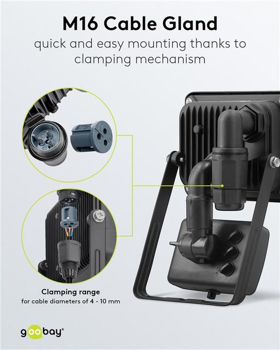 Actual product image Goobay LED outdoor spotlight, 10 W, with motion detector (850 lm, IP44)