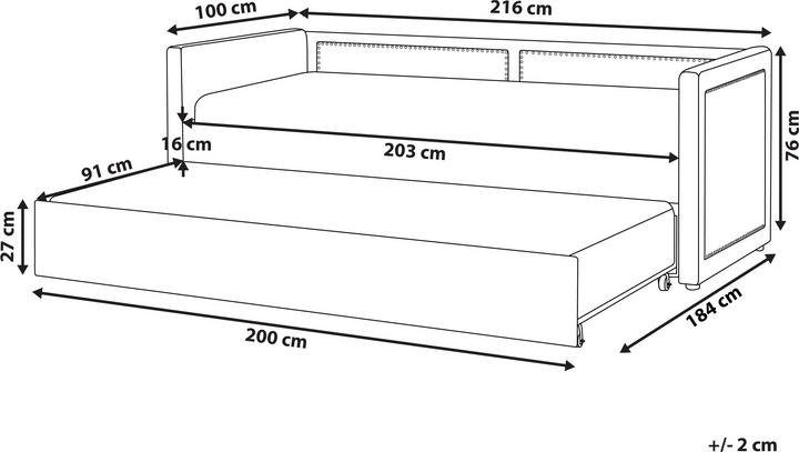 Produktbild Beliani Tagesbett ausziehbar Cord pastellrosa Lattenrost 90 x 200 cm MIMIZAN (90 x 200 cm)