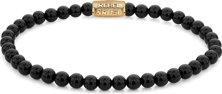 Produktbild Rebel & Rose Armband Black Velvet RR-40108-G-XS Damen (15 cm, Onyx, Acero inoxidable)