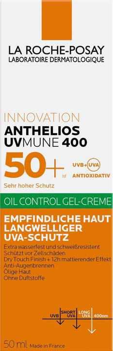 Image du produit La Roche Posay Anthelios UVMune 400 Gel-Crème Oil Control (Gel solaire, SPF 50+, 50 ml, 77 g)