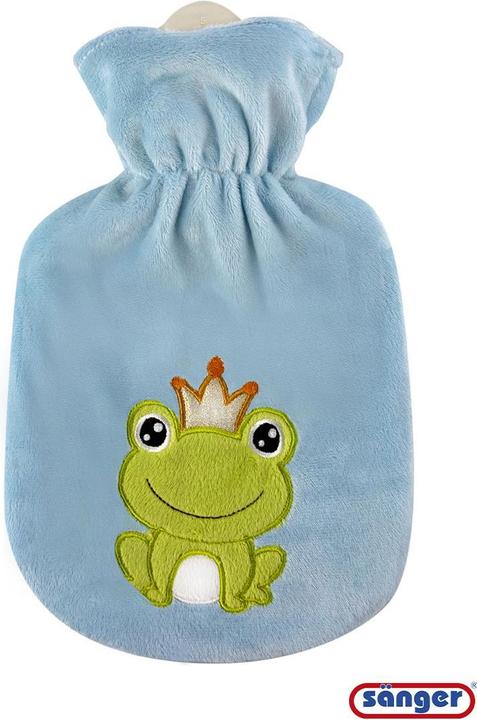 Image du produit Sänger bouillotte en caoutchouc naturel avec housse velours roi grenouille (0.80 l)