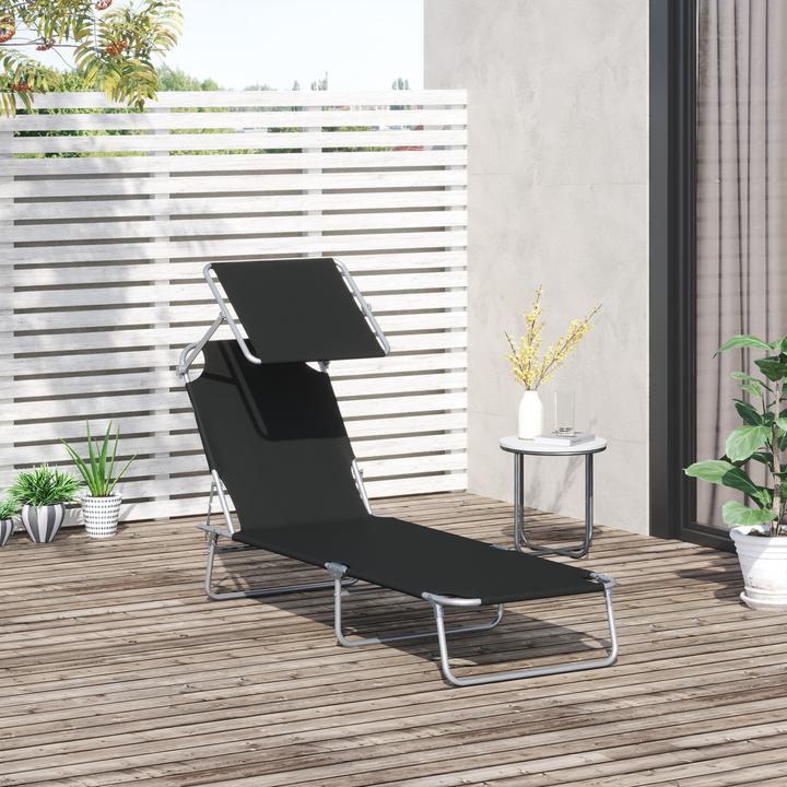 Actual product image Outsunny Sun lounger with sunshade (187 cm)