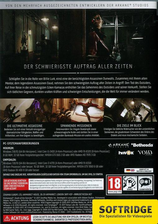 Immagine prodotto Bethesda Dishonored: la morte dell'estraneo (PC, DE)