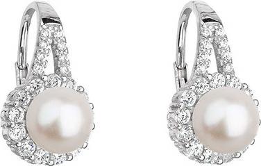 Evolution Group Sparkling silver dangle earrings with pearl 21047.1