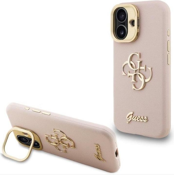 Produktbild Guess Back panel cover Apple iPhone 16 PU Grained 4G Logo Stand Camera Frame Case Pink (Apple iPhone 16)