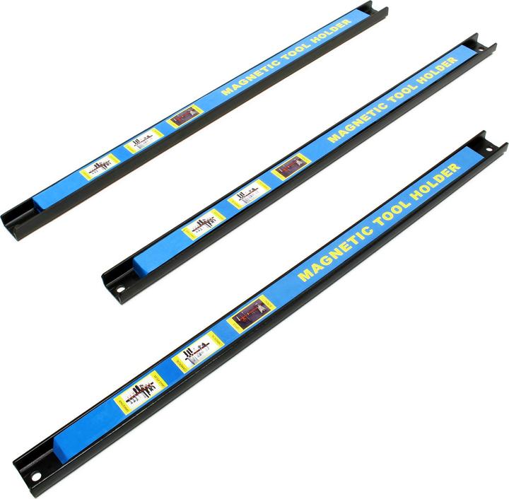 Wiltec Barre porte- outils aimantée 46cm – 3pcs. Barre magnétique Acier Carbone Support Rangement outillage