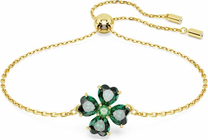 Swarovski Idyllia Armband Verschiedene Schliffe Glücksklee Grün Gold (24 cm, Swarovski Metall)