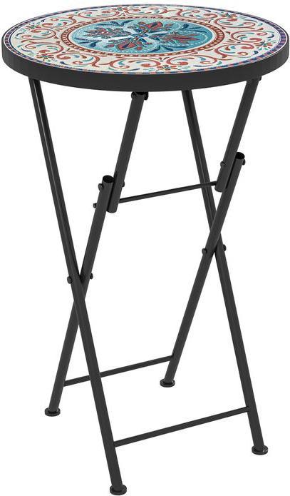 Actual product image Swisshandel24 Beistelltisch klappbar Gartentisch Mosaik-Design Ø35,5x55 cm Mehrfarbig