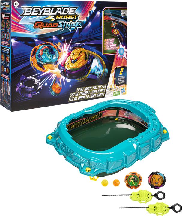 Actual product image Hasbro Beyblade Burst QuadStrike Light Ignite Beyblade Stadium Battle Set (German, French, Italian, English, Dutch, Swedish, Norwegian, Polish)