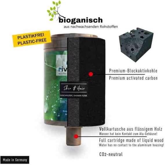 Image du produit Riva Filtre de douche rivaALVA SKIN&HAIR - boîtier métallique avec cartouche filtrante