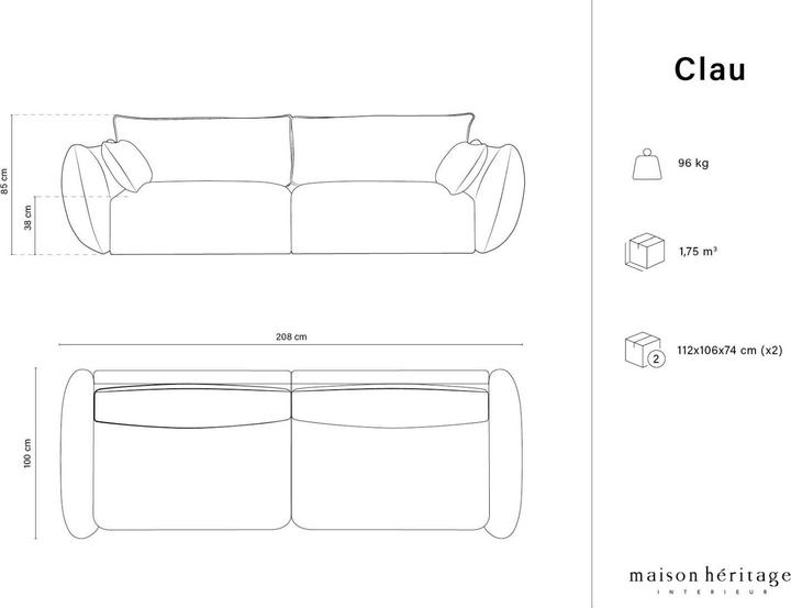 Actual product image Maison Heritage Clau (2 person sofa, 3-seater, 4-seater)