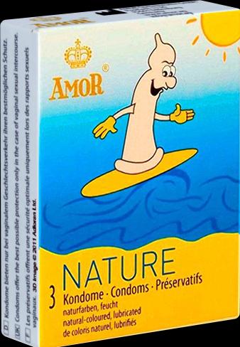 Actual product image Amor Nature" 3 natural condoms for a natural feeling and intimate security (3 pcs.)