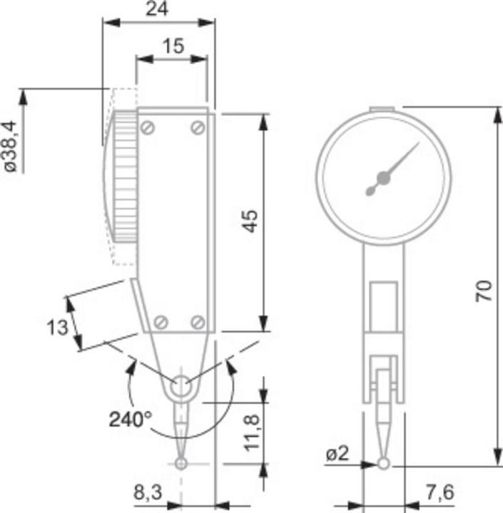 Actual product image Tesa TAST lever gauge 0. 002mm Abl. 38 mm Through (mm)