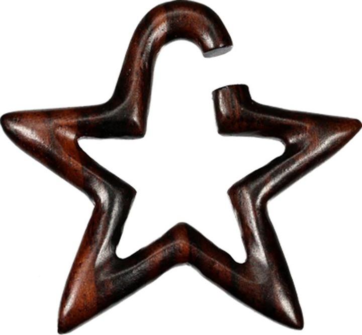 Produktbild Star Piercing Ohrgewicht Haken Stern aus Narra Holz (ohne Messing, Organisch)