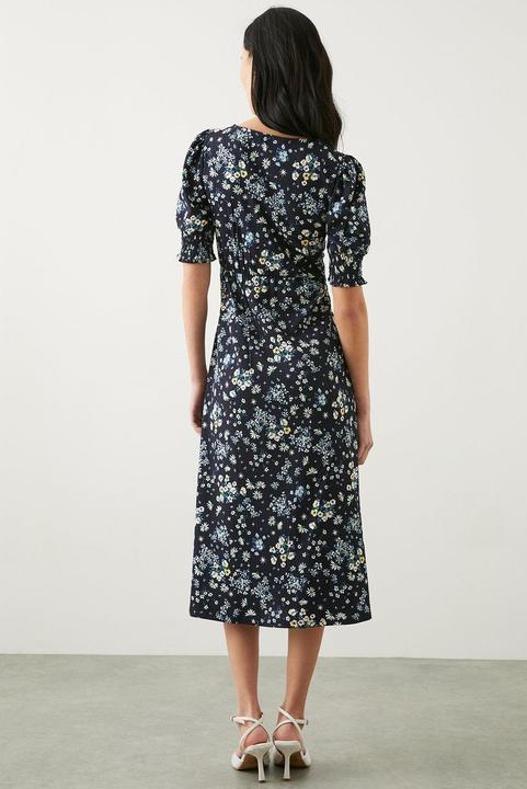 Produktbild Dorothy Perkins Ditsy Print Geraffte Manschette Petite Midi Kleid (32 D)