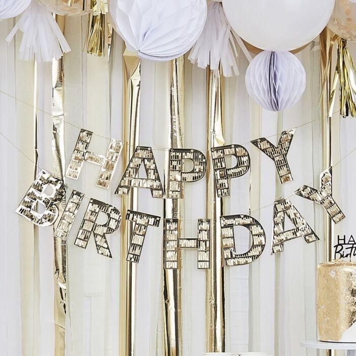 Immagine prodotto Ginger Ray Striscione con frange dorate per il compleanno