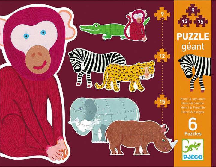 Produktbild Djeco Riesenpuzzle Henri & Freunde 9/12/15 Teile (36 Teile)
