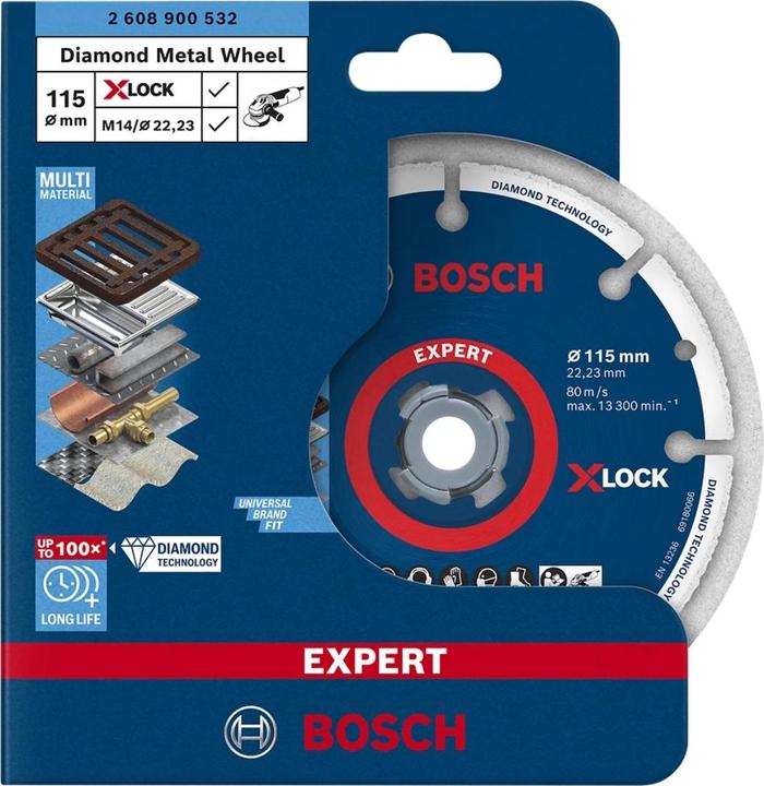 Image du produit Bosch Professional Zubehör Disque de coupe et de meulage Disque de coupe en diamant X LOCK Best for Metal 115 x 22,23 mm