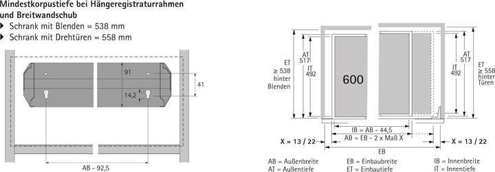 Actual product image Hettich Hanging file frames for cabinet walls (1 pcs.)