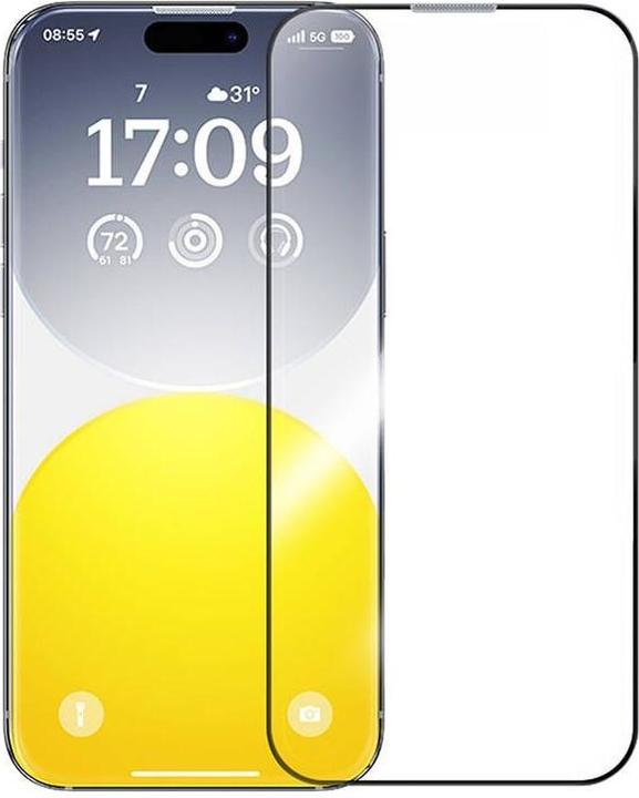 Actual product image Baseus Sapphire Tempered Glass 0.3mm for iPhone 15 ProMax (1 Piece, Apple iPhone 15 Pro Max)