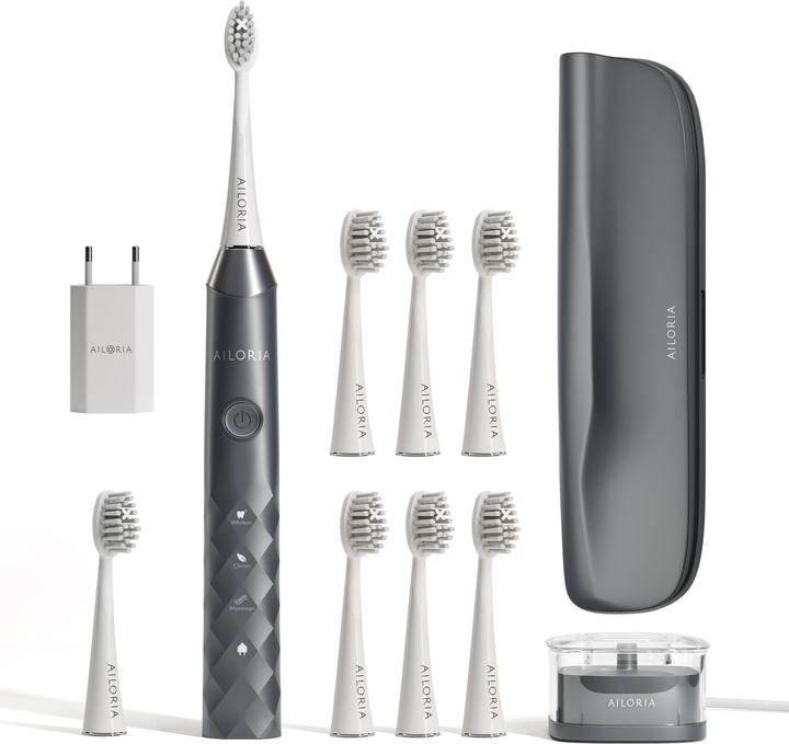 Case, Inductive USB charging station, USB PowerPlug, SHINE BRIGHT sonic toothbrush, 8x brush heads Extra Clean