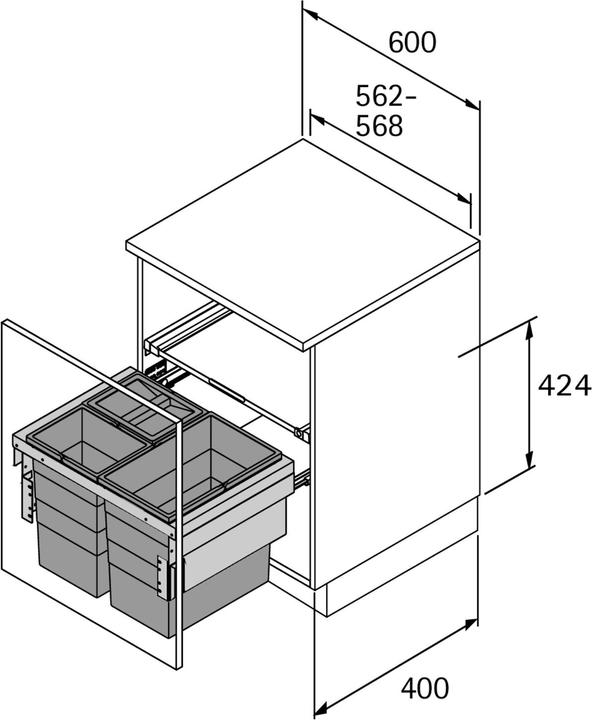 Produktbild Hettich Abfallsystem Cargo Synchro (28 l)