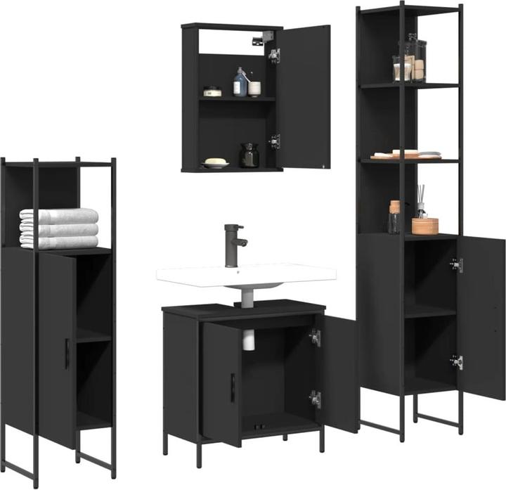 Actual product image VidaXL Bathroom furniture set Mirror cabinet Vanity unit Bathroom cabinet 4-piece black
