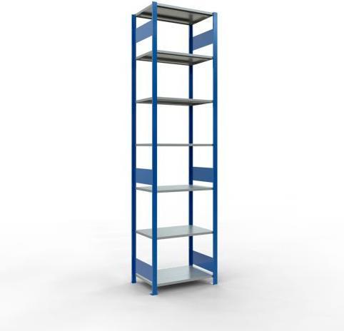 Sistema di scaffalature di base senza viti MULTIplus150 con ripiani di lunghezza