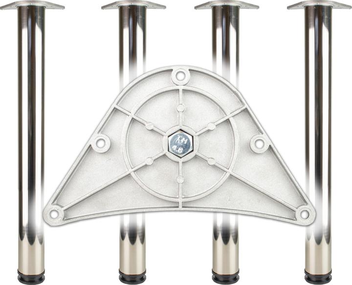 Produktbild BMB Tischbein-Set Chrom poliert 80 mm Höhe 870 mm Platten-Befestigung