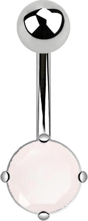 Produktbild Star Piercing Banane silber mit rundem pink Jade Stein (ohne Messing, Chirurgenstahl 316L, Mineralisch)
