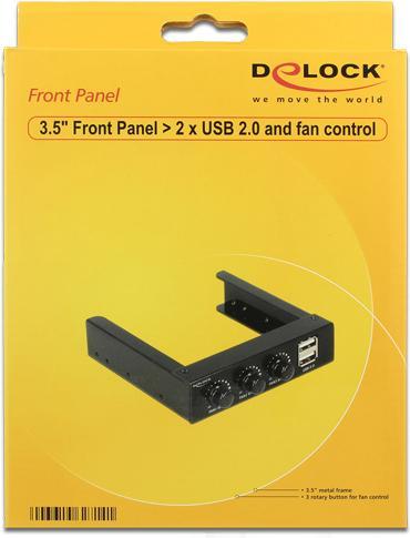 Actual product image Delock Front Panel 3.5", 2x USB 2.0 black (pin header) + fan controller