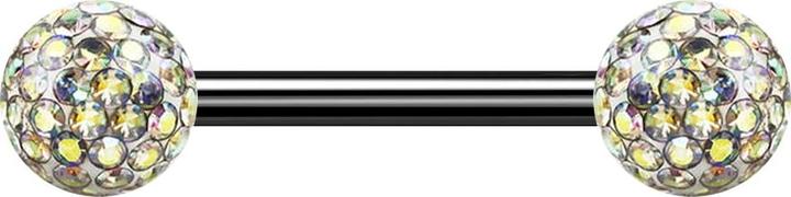 Immagine prodotto Star Piercing Barbell nero con due sfere di cristallo multicolore strato protettivo epossidico (senza ottone, Titanio G23)