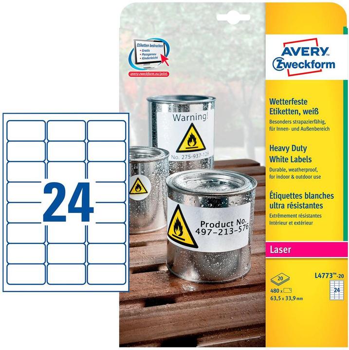Actual product image Avery Weatherproof labels
