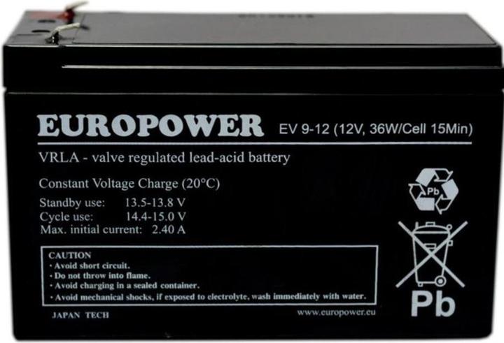 Actual product image Europower 12V 9Ah EV battery (12 V, 9 Ah)