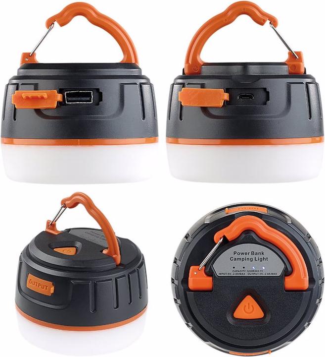 Semptec 3in1-Campinglaterne mit Deckenlicht & USB-Powerbank