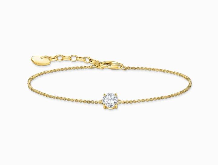Actual product image Thomas Sabo Gold-plated bracelet with white zirconia pendant (19 cm, 750 yellow gold gilding, 925 sterling silver)