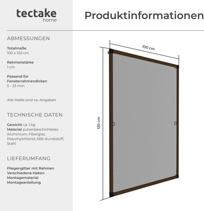 Image du produit tectake Moustiquaire pour fenêtre (100 x 120 cm)