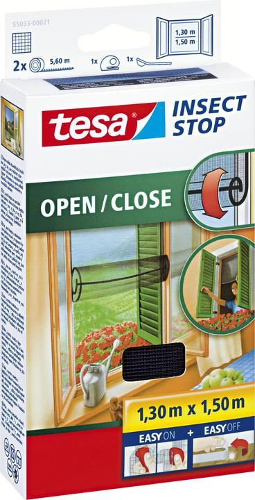 tesa Insektenschutz COMFORT für Fenster, mit Klettband, selbstklebend, ohne Bohren (130 x 150 cm)