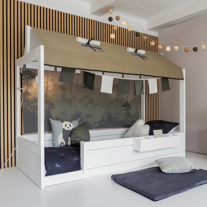 Actual product image Lifetime Kidsrooms Montessori bed 90 incl. deluxe slatted frame, fabric roof and Panda back panel