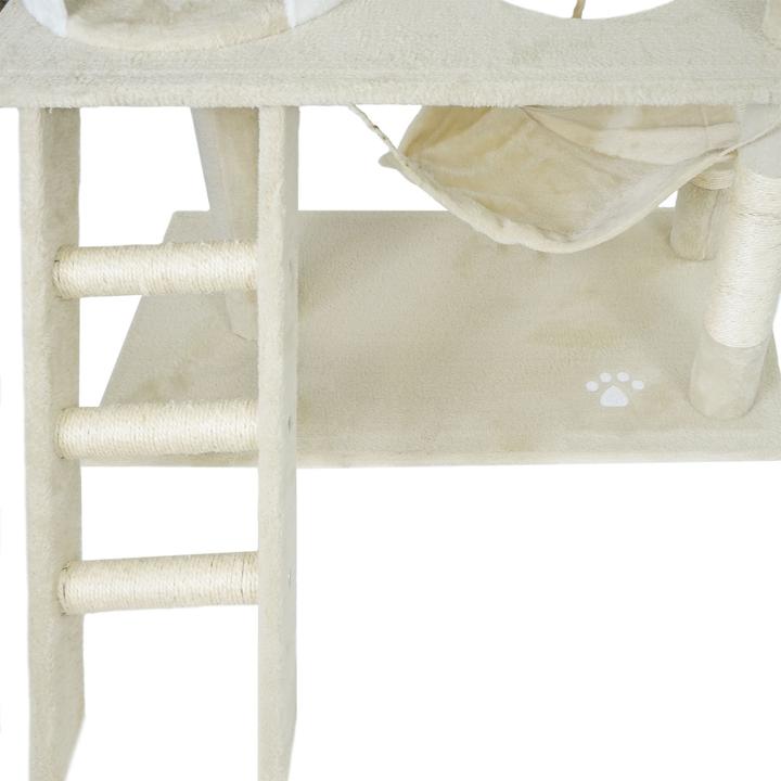 Produktbild Wiltec Kratzbaum beige/weiss 141cm Katzenbaum Katzenkratzbaum Kletterbaum Katze (141 cm, beige/weiss)