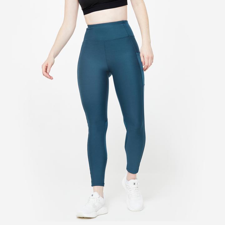 Domyos Sports leggings ladies mobile phone pocket high waist - blue (W26/L30)