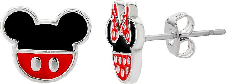 Produktbild NoName MINNIE + MICKEY - 1 Paire de Clous d'Oreilles - Laiton Argent Plaqué (Sterling Silber)
